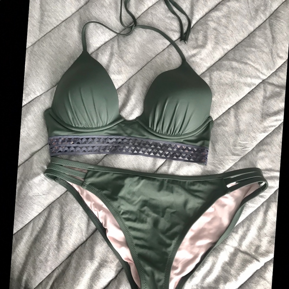 Green Two Piece Bathing Suit